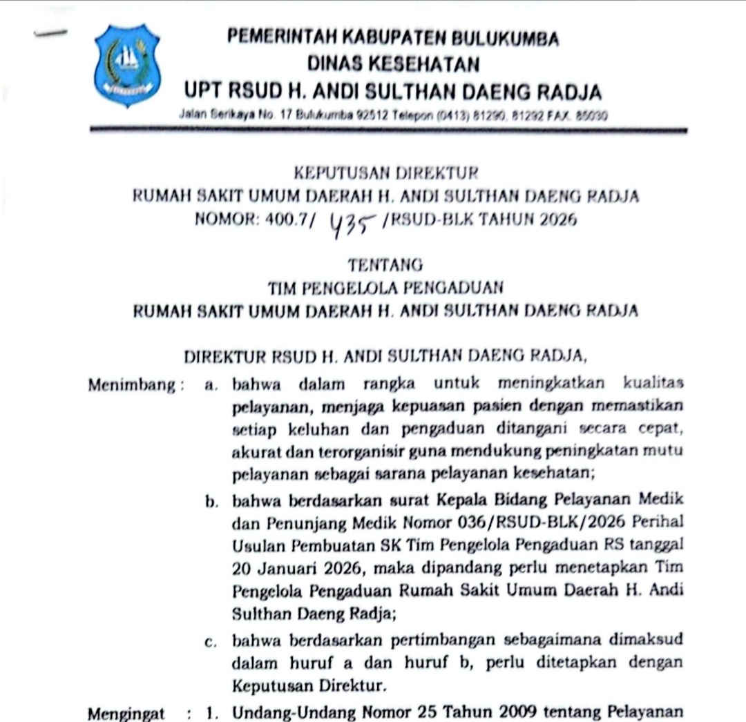 SK Tim Pengelola Pengaduan Tahun 2026